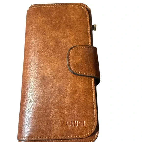 Cluci Trifold Vegan Leather RFID Protection Brown Wallet - Picture 1 of 6